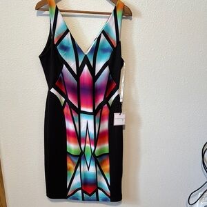 Bisou Bisou Size 12 V-Neck Bodycon Cocktail Dress Spring Summer